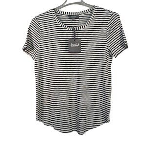 Marled Essentials Size Medium Navy and White Striped Short Sleeve Tee